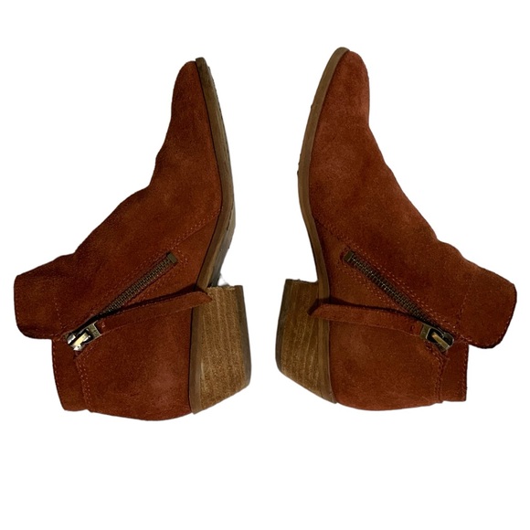 SAM EDELMAN Packers Burnt Orange Booties Rust Suede Leather Ankle Boots Size 5.5 - Picture 5 of 11